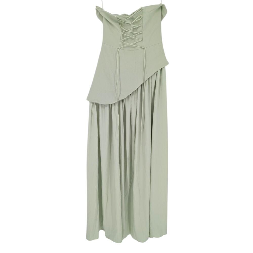 Babyboo Strapless Sage Green Maxi Dress with High Slit - Picture 3 of 4